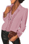 Lace Splicing Buttoned Shirt