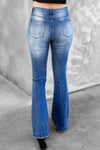 High Waist Distressed Flare Jeans