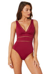 Floral Print Lattice Plunge One Piece Swimsuit