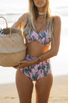 Printed Crossed Bandeau High Waist Bikini