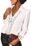 Lace Splicing Buttoned Shirt