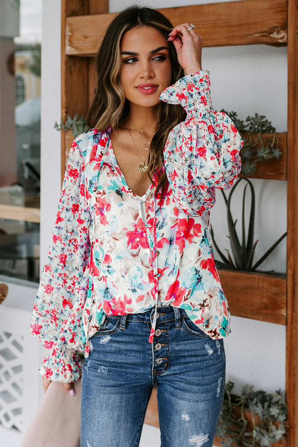 Cakewalk Floral Smocked Blouse