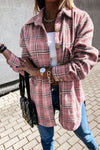 Plaid Pattern Buttoned Shirt Coat with Slits