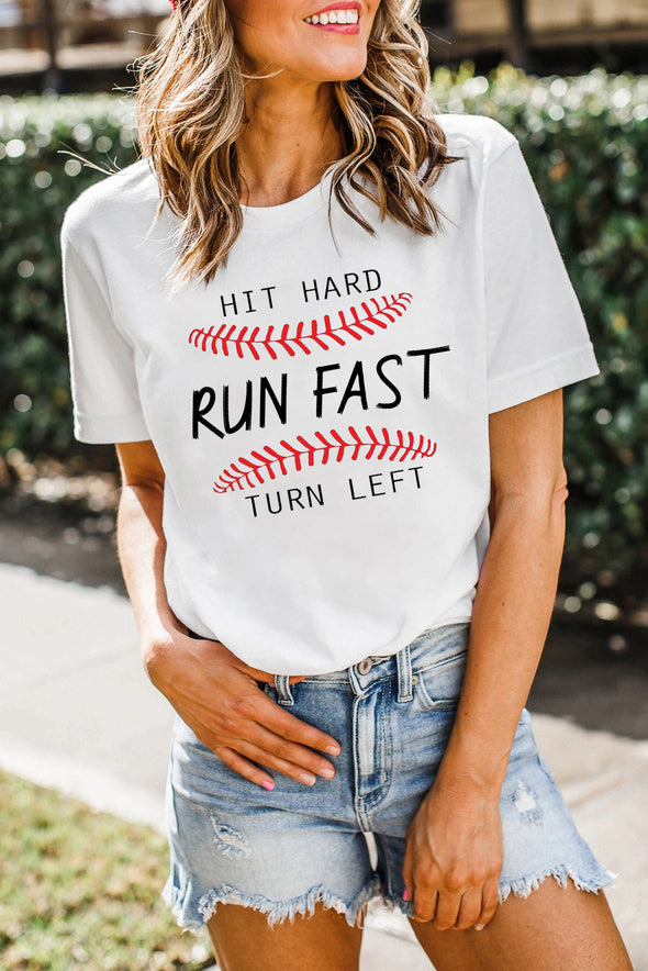 Letter Heart-shaped Rugby Graphic Print Short Sleeve T-shirt