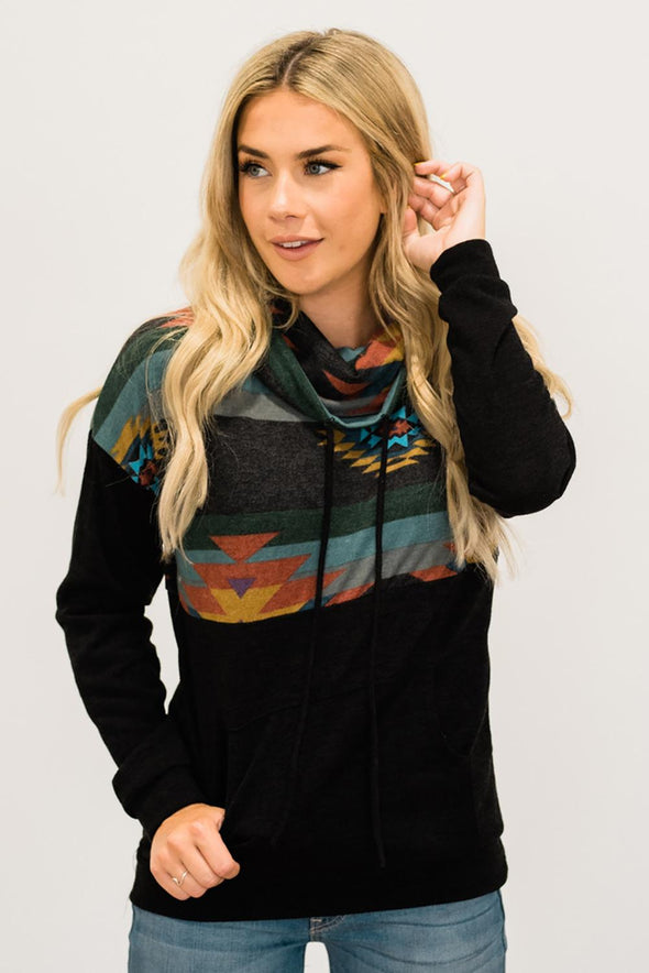 Aztec Cowl Pullover Hoodie