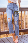 Ripped Slim Fit Washed Jeans