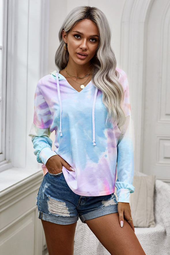 Colorblock The Sun Cotton Blend Tie Dye Hoodie