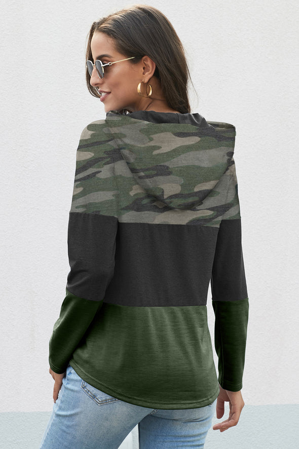 Color Block Drawstring Hoodie