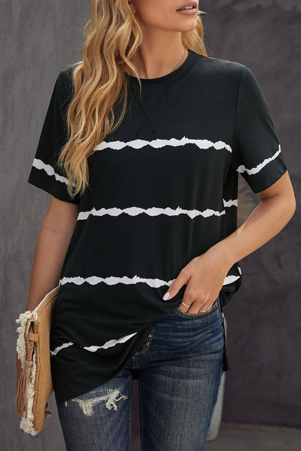 Tie-dye Stripe Casual T-Shirt