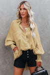 Billowy Sleeves Pocketed Shirt
