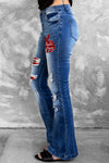 High Waist Distressed Flare Jeans