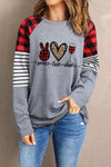 Buffalo Plaid & Stripe Splicing Long Sleeve Top
