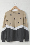 Star Color Block Pullover Sweatshirt