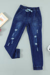 Distress Drawstring Pocketed Joggers