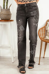Raw Hem Straight Leg Jeans