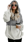 White Colorblock Furry Hoodie