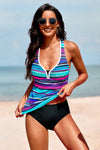 Wave Stripe Racerback Tankini Swimsuit