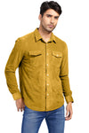 Men Corduroy Flap Pocket Button Front Shirt