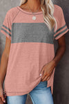 Stripe Sleeve Colorblock T-shirt