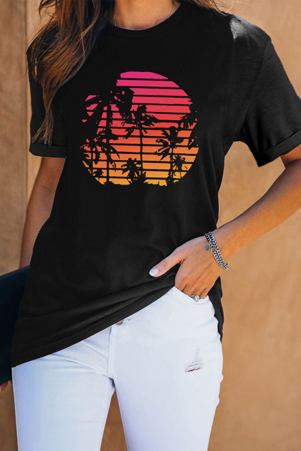 Letter Heart-shaped Rugby Graphic Print Short Sleeve T-shirt