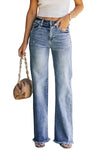 Raw Hem Straight Leg Jeans