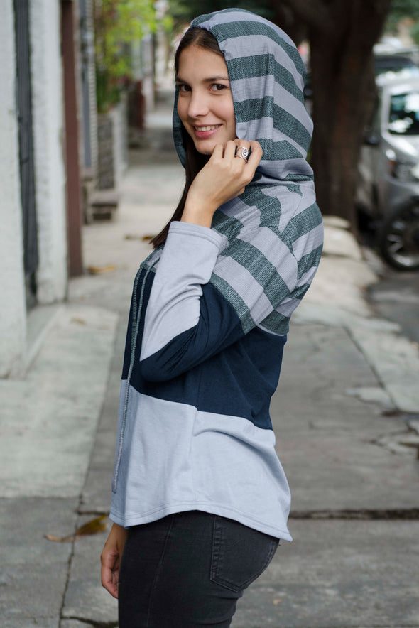 Color Block Drawstring Hoodie