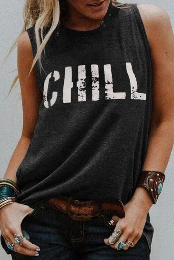 CHILL Graphic Print Tank Top