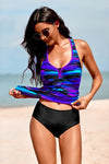 Wave Stripe Racerback Tankini Swimsuit