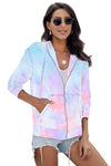 Multicolor Tie-dye Pocket Zip Up Hoodie