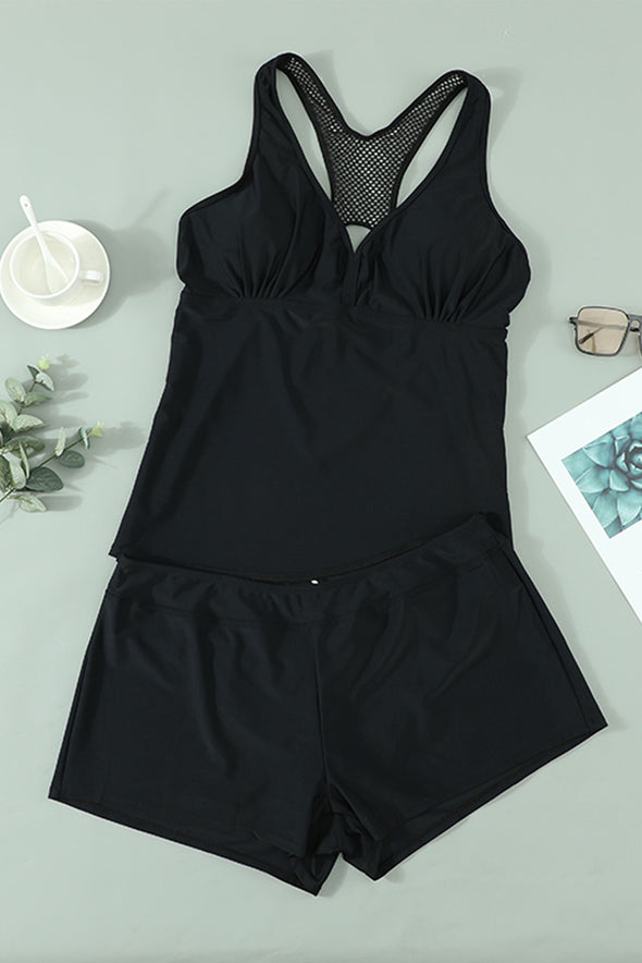 Two-piece V Neck Racerback Plus Size Swimwear