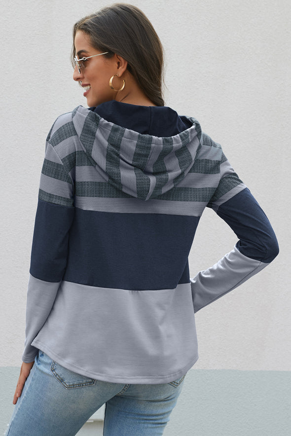 Color Block Drawstring Hoodie