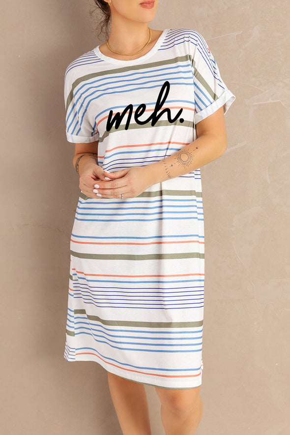 Short-Sleeved Striped T-shirt Mini Dress