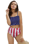 High Waist Printed Smocked Bikini
