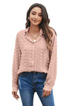 Long Sleeve Button Fuzzy Polka Dot Shirt