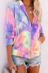 Multicolor Tie-dye Pocket Zip Up Hoodie