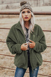 Zip Up Sherpa Coat with Pocket