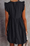 V Neck Ruffled Sleeves Perforating Babydoll Dress
