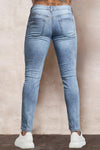 Men's Skull Print Patchwork Distressed Skinny High Waist Jeans