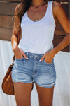 High Waist Frayed Denim Shorts