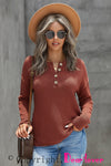 Henley Pullover Drop Shoulder Sweater with Slits