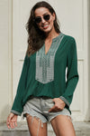Long Sleeves Front Embroidery Blouse