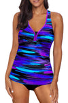 Wave Stripe Racerback Tankini Swimsuit