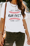 Letter Heart-shaped Rugby Graphic Print Short Sleeve T-shirt