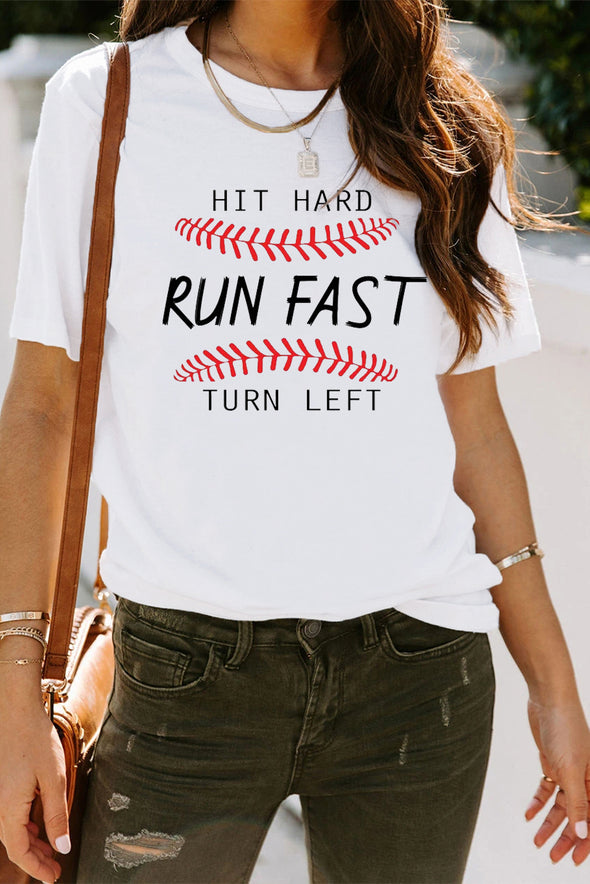 Letter Heart-shaped Rugby Graphic Print Short Sleeve T-shirt