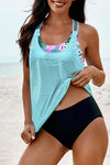 Printed Splicing Racerback Tankini