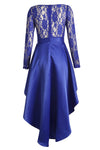 Long Sleeve Lace High Low Satin Prom Dress