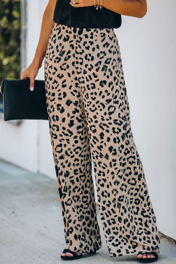 Print High Rise Wide Leg Pants