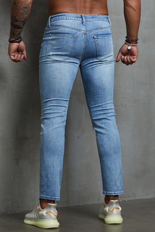 Distressed Slim-fit High Waist Men's Ankle Jeans