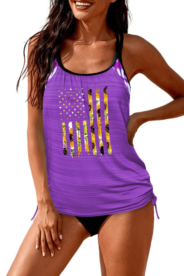 Printed Lined Tankini Swimsuit