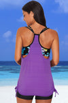 Patchwork Sporty Scoop Neck Tankini